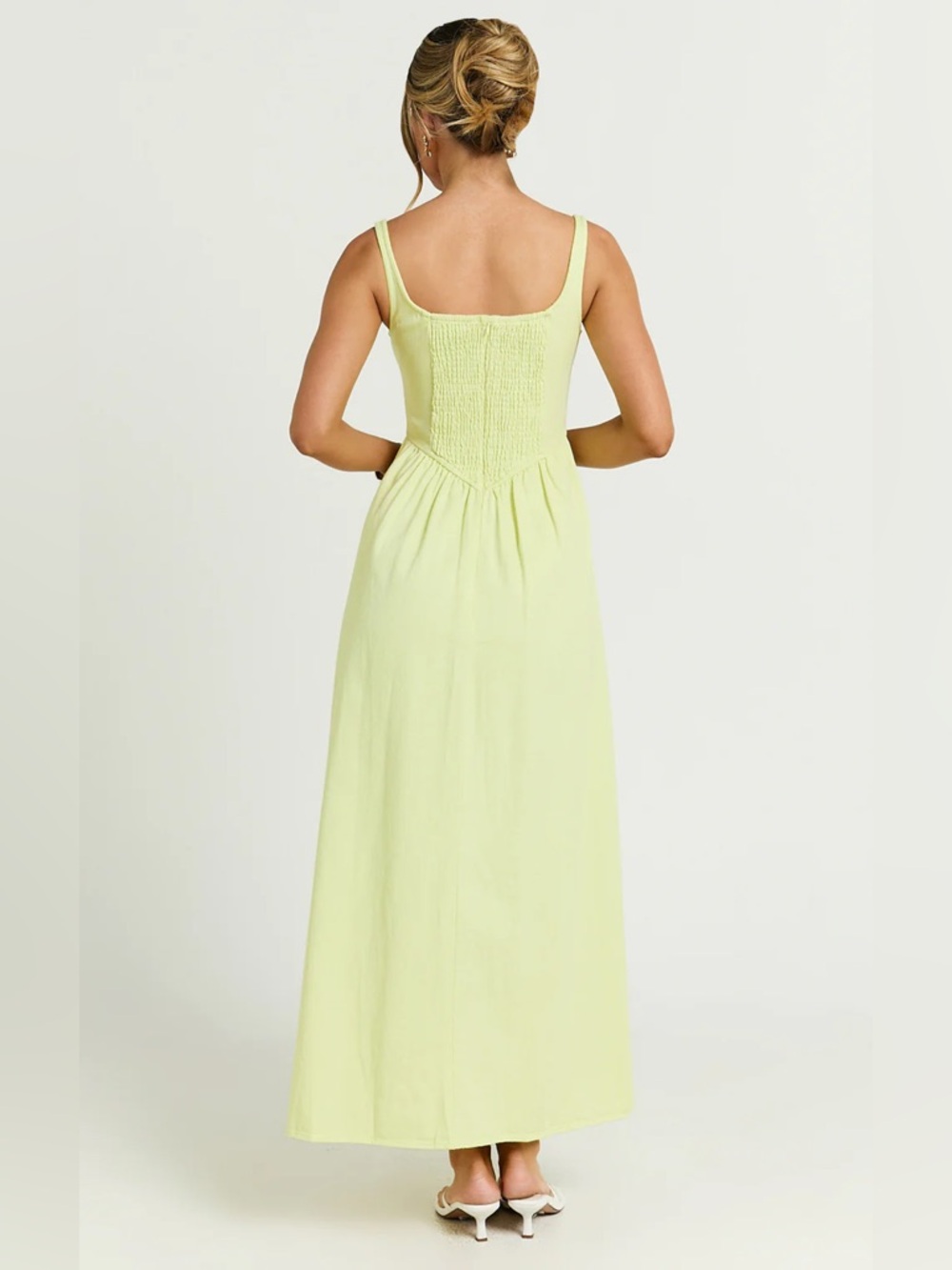NWT Showpo RHAZIYA MIDI DRESS Sleeveless Square-Neck Maxi Dress in Light Lime 8 - Picture 3 of 6